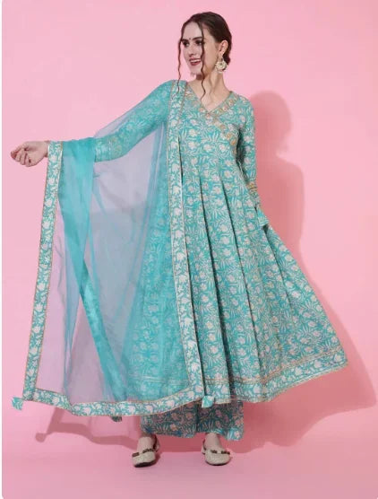 India Women's Clothing 3-piece Set Of Pure Cotton Printed Dresses