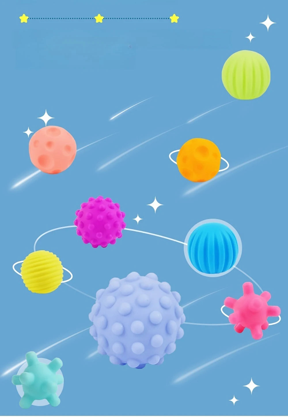 6Pcs Textured Multi Ball Set Develop Tactile Senses Toy Baby Touch Hand Ball Toys Training Ball Massage Soft Balls Kids Gifts