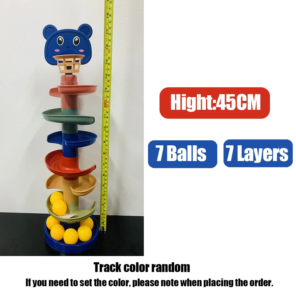 Baby Toys Rolling Ball Pile Tower Early Educational Toy For Babies Rotating Track Educational Baby Gift Stacking Toy For Kids