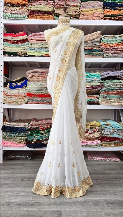 India Imports Nail Bead Sari Clothing Nepal 6-meter Large Sari