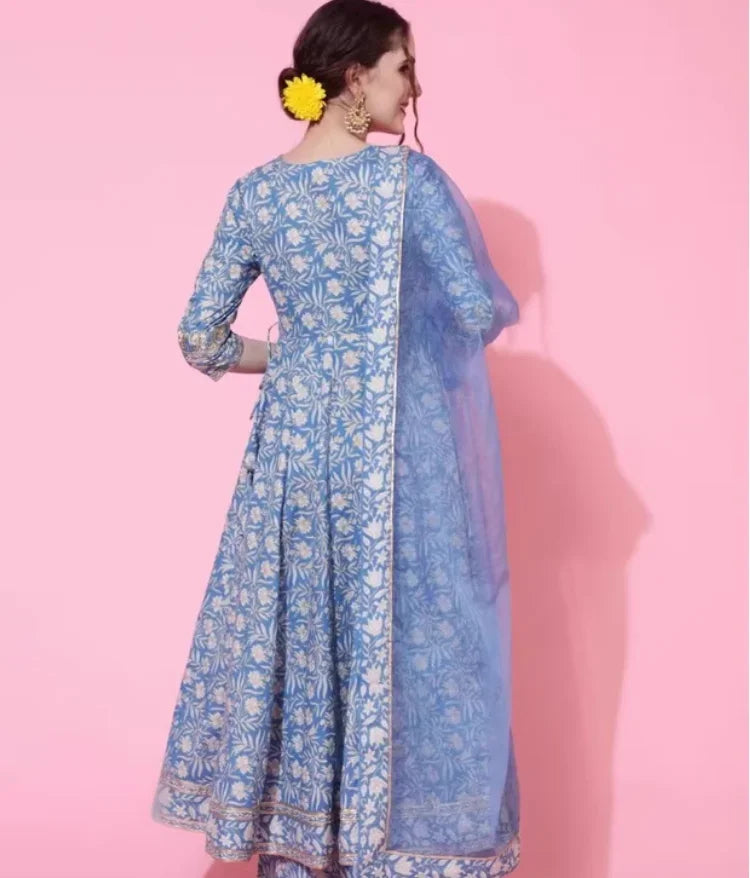 India Women's Clothing 3-piece Set Of Pure Cotton Printed Dresses