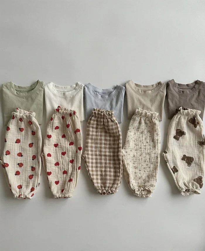 Organic Cotton Baby Pants Newborn Toddlers Autumn Spring Summer Winter Cute Print Soft Muslin Clothes Pants Pantalons Capris
