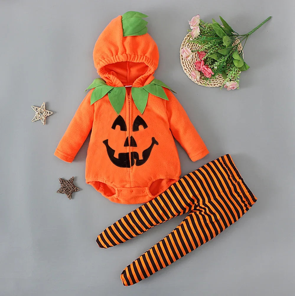 2025 Cosplay Baby Girls Boys Halloween Clothes Sets Long Sleeve Fleece Zipper Hooded Romper Jacket Autumn Baby Girl Outfit New