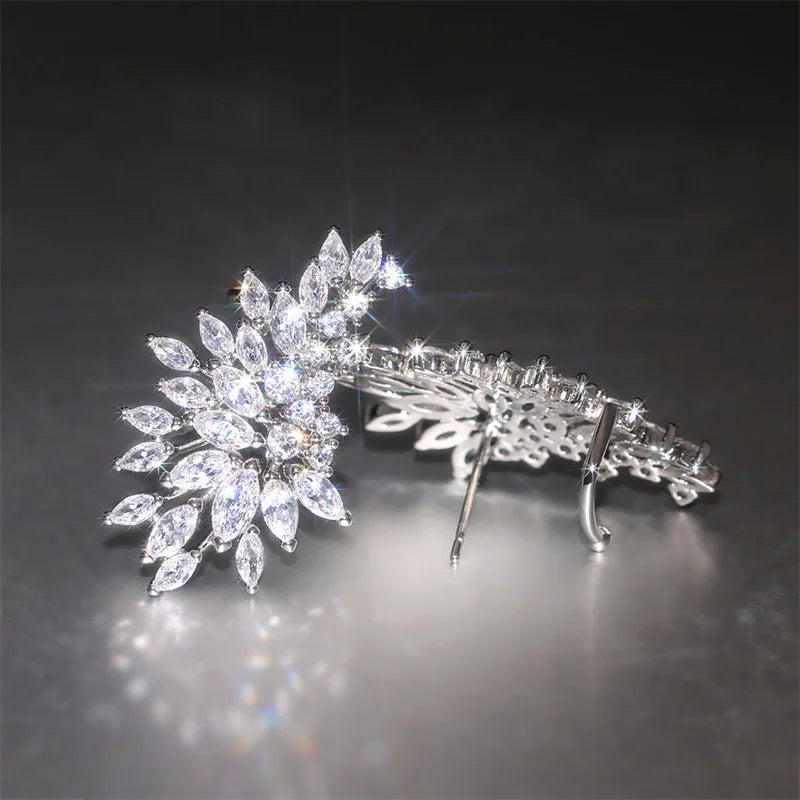 Huitan Gorgeous Women's Stud Earrings Full with Dazzling CZ Stone Sparkling Ear Piercing Earrings Party Jewelry Drop Shipping