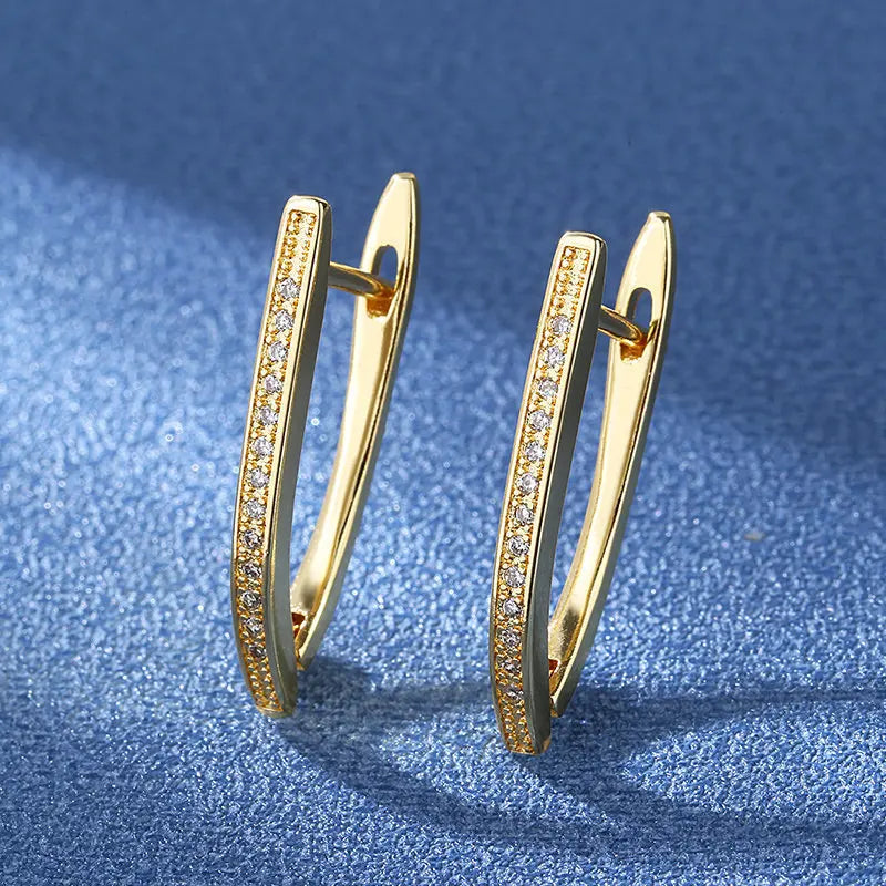 Hot Sale 925 Silver Women Hoop Earrings Luxury Sparkling Pave CZ U Shape Star Moon Fashion Earring For Girl