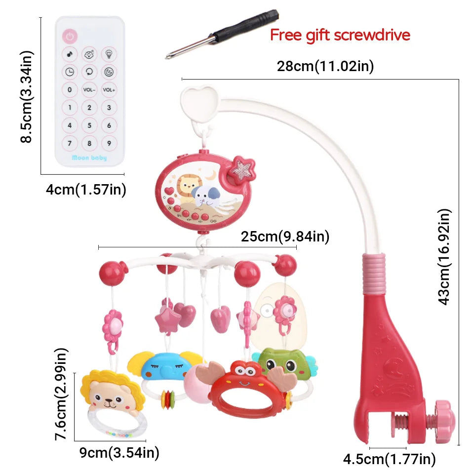 Baby Crib Mobile Rattle Toy For 0-12 Months Infant  Rotating Musical Projector Night Light Bed Bell Educational For Newborn Gift