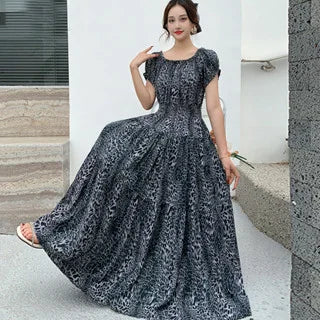 THHONE Vestidos Robe Maxi Long Dress Women Summer Indian Clothes Bohemian Cotton Linen Floral Short Sleeve Korean Style Casual