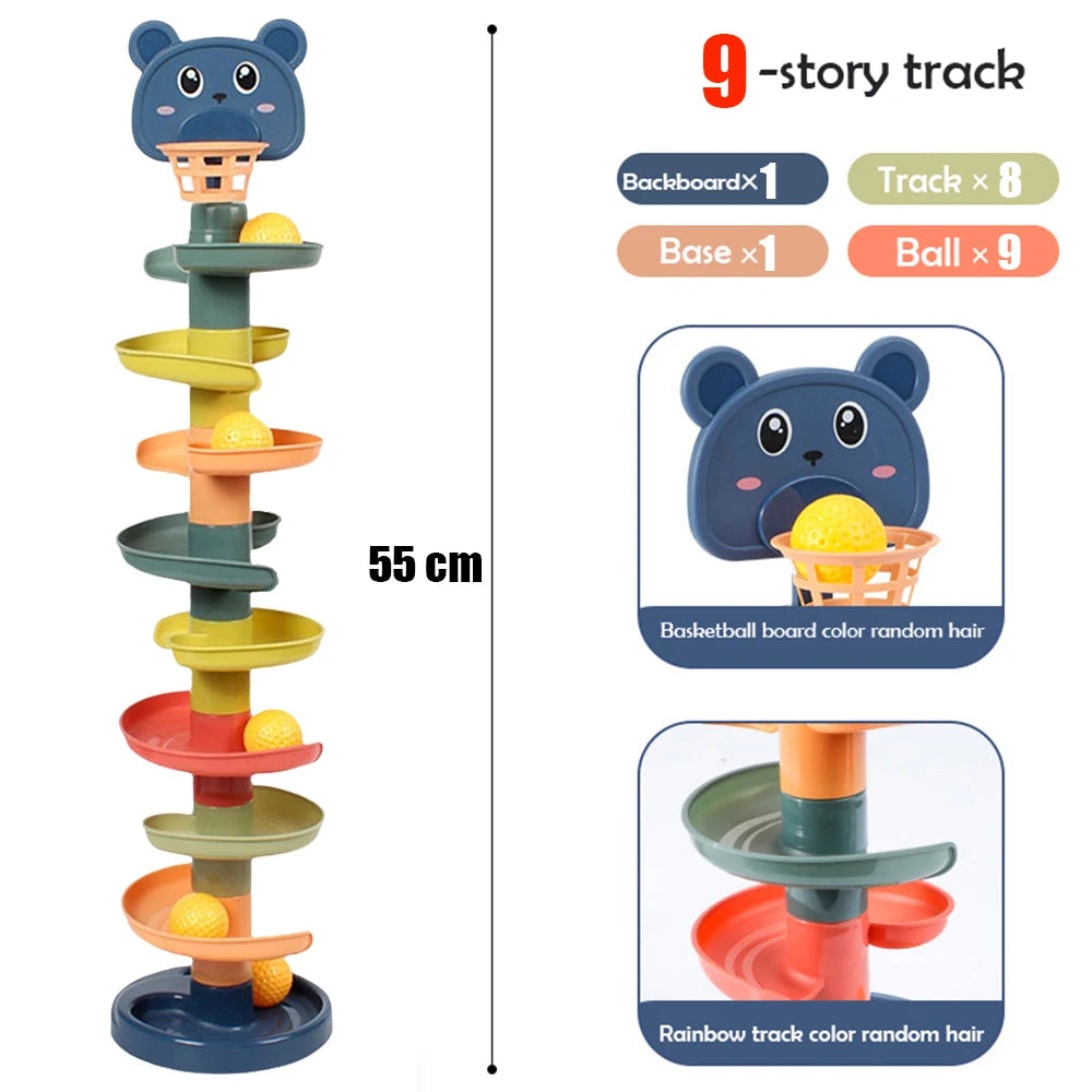 Baby Toys Rolling Ball Pile Tower Early Educational Toy For Babies Rotating Track Educational Baby Gift Stacking Toy For Kids
