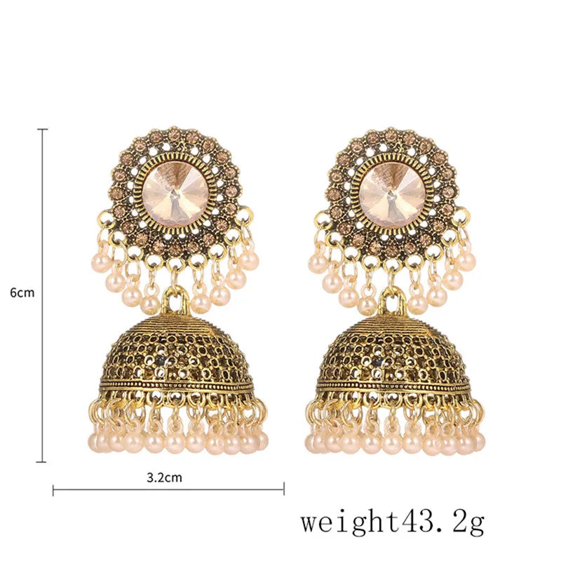 Vintage Fashion Vintage Ethnic Earrings For Women Bijoux Simulated Pearl Beads Tassel Stud Earrings Jewellery Women Accessories