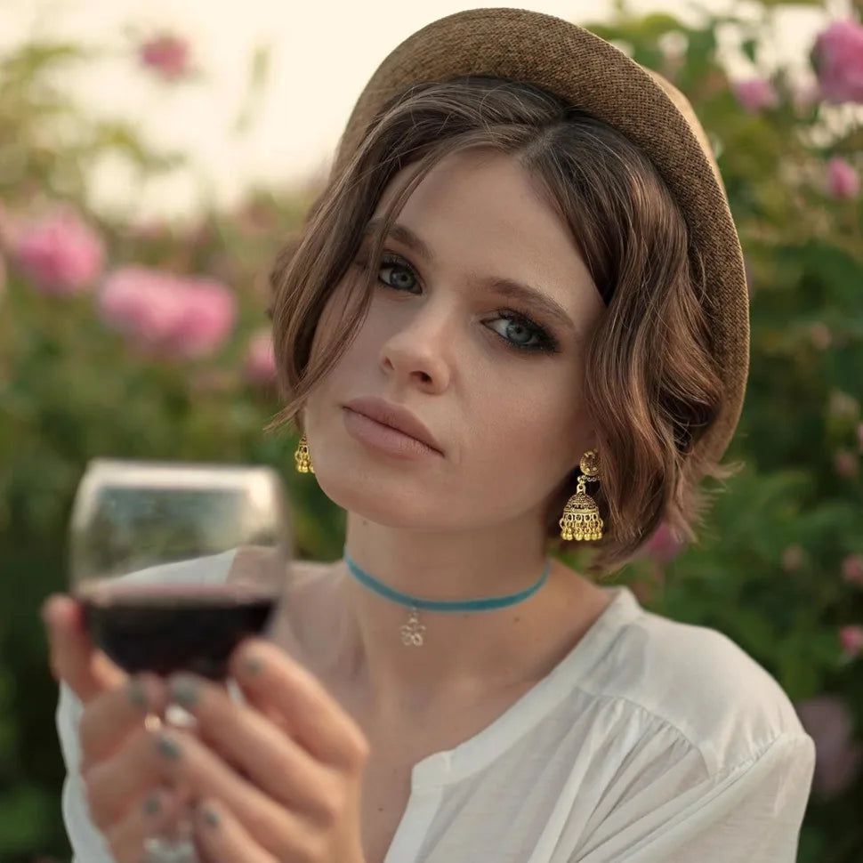 Indian Ethnic Style Boho Vintage Antique Alloy Carved Bell Tassels Drop Earrings Jhumki Jewelry For Women Party Accessories