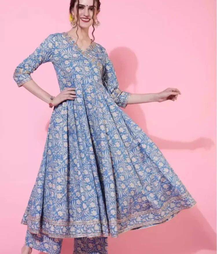 India Women's Clothing 3-piece Set Of Pure Cotton Printed Dresses