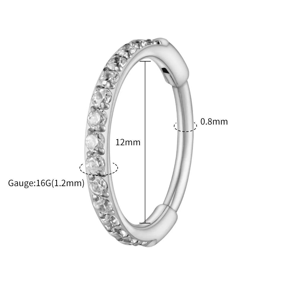 Right Grand ASTM F136 Titanium Slim Huggie Hoop Earring 16G CZ Cartilage Helix Earlobe Hinged Earring Piercing Body Jewelry