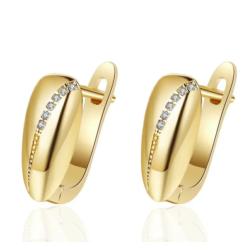 Hot Sale 925 Silver Women Hoop Earrings Luxury Sparkling Pave CZ U Shape Star Moon Fashion Earring For Girl