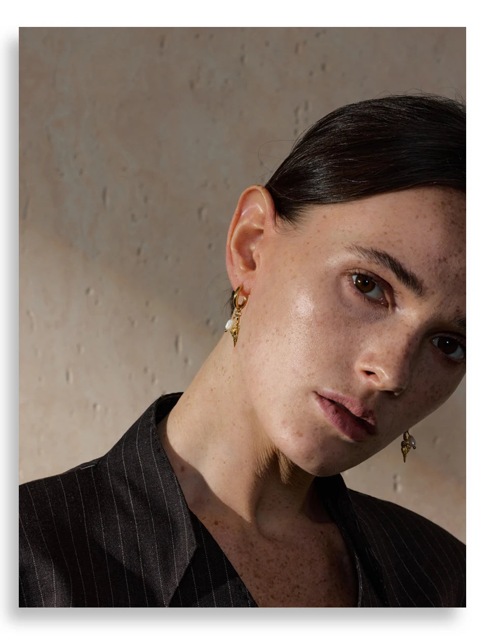 Yhpup Ocean Style Natural Pearl Conch Shell Starfish Drop Summer Hoop Earrings for Women Stainless Steel Holiday Daily Jewelry