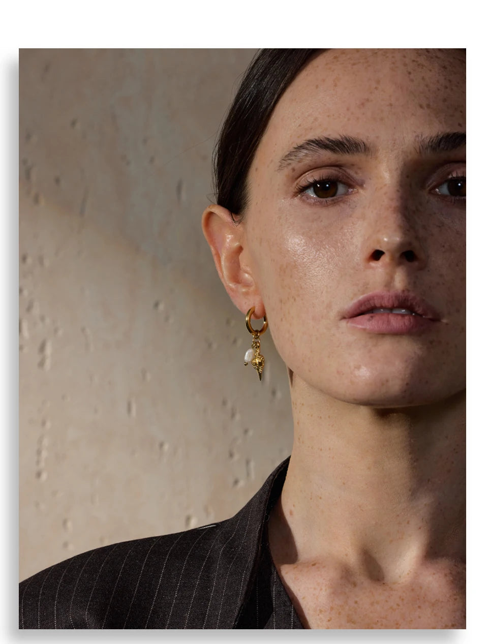 Yhpup Ocean Style Natural Pearl Conch Shell Starfish Drop Summer Hoop Earrings for Women Stainless Steel Holiday Daily Jewelry