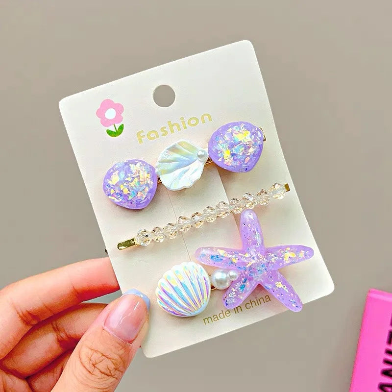 AWAYTR 2PCS Elegant Starfish Star Shell Hair Clips For Ladies Hairpins Summer Beach Holiday Party Barrettes Hair Accessories