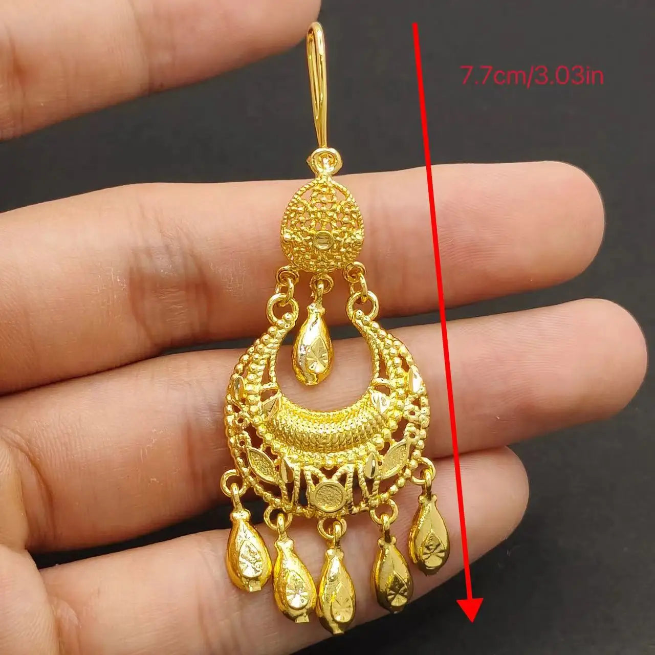 Luxury Dubai Tassels Pendant Earrings Elegant 24K Gold Plated Copper Drop Earrings For Women Indian Wedding Jewelry Ramadan Gift