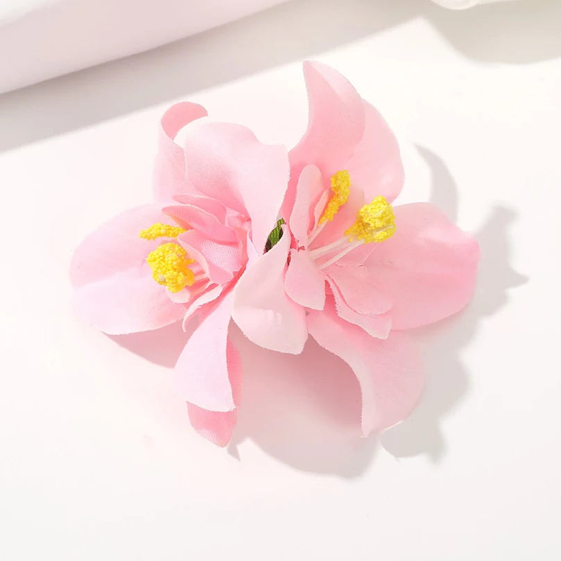AWAYTR Elegant Bohemian Flower Small Hair Clips Faux Flower Side Pins Hairpin Vacation Beach Hair Accessories for Women