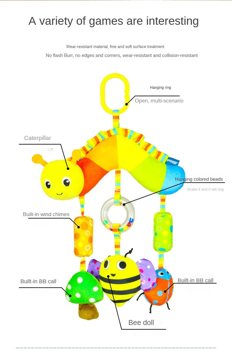 Baby Toys for 0 3 6 12 Months Rainbow Activity Plush Animal Stroller Hanging Toy for Baby Car Seat Crib Travel Sensory Baby Toys