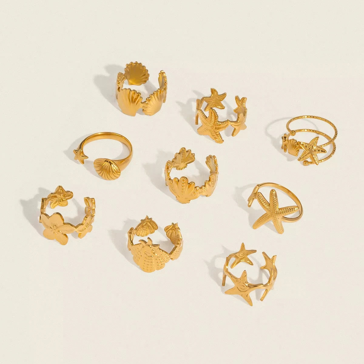 2025 Summer Gold Color Stainless Steel Shell Starfish Crab Drop Earrings For Women Beach Ocean Hoop Drop Stud
