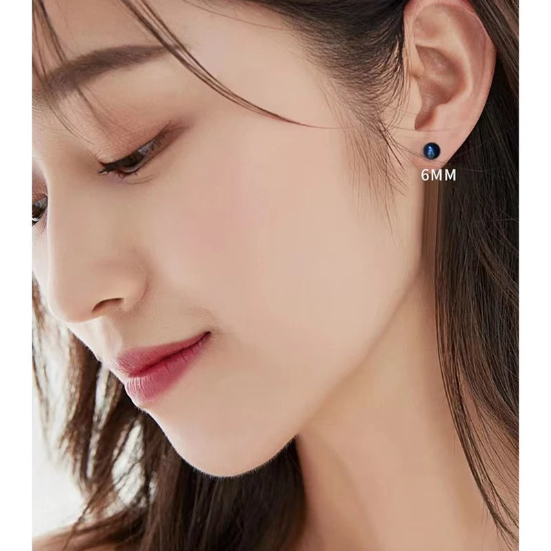 100% Natural Freshwater Pearl Stud Earrings Real 925 Sterling Sliver Earring Cultured White Pearl For Women Earring Jewelry