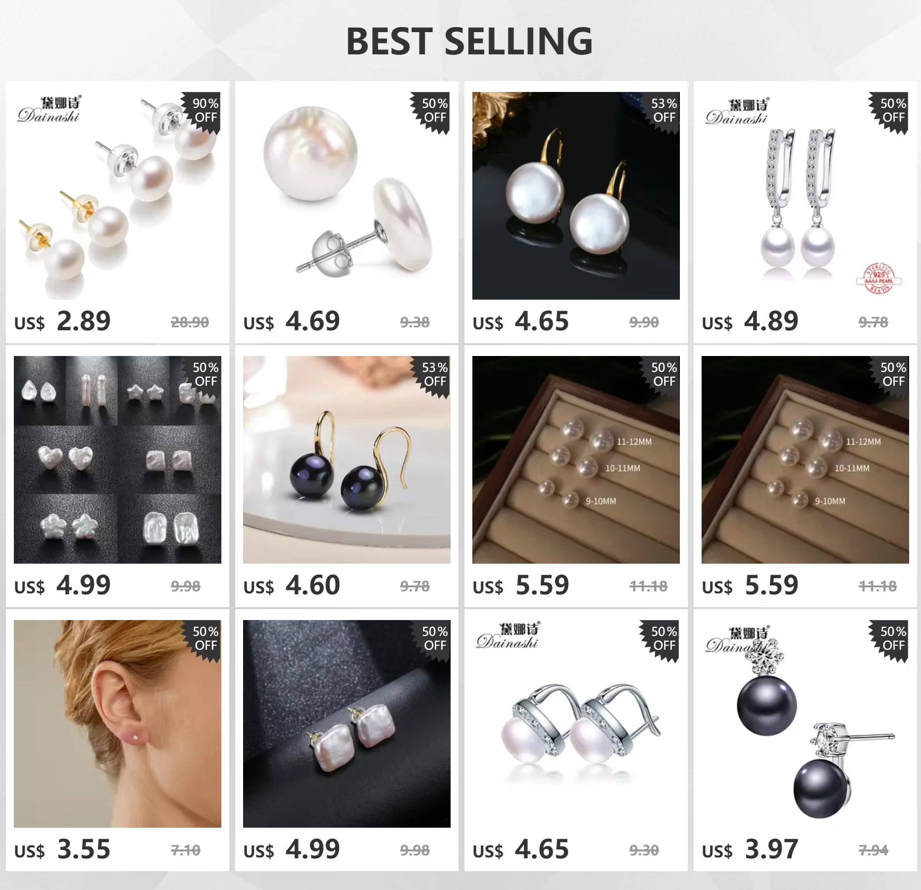 100% Natural Freshwater Pearl Stud Earrings Real 925 Sterling Sliver Earring Cultured White Pearl For Women Earring Jewelry