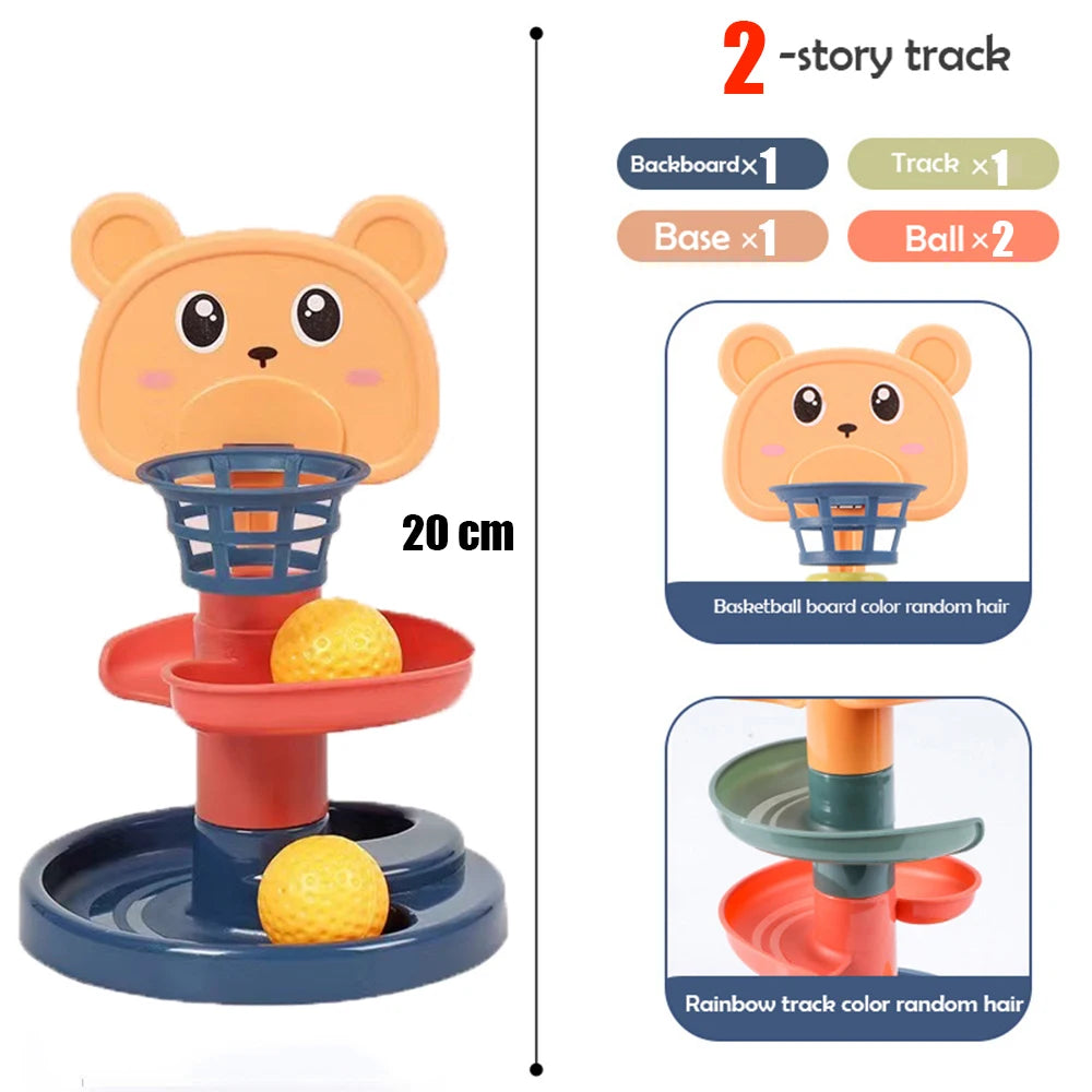Baby Toys Rolling Ball Pile Tower Early Educational Toy For Babies Rotating Track Educational Baby Gift Stacking Toy For Kids