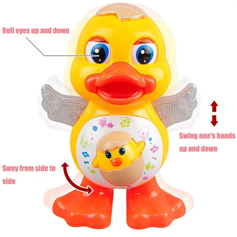 Electric Dancing Duck Toy Interactive Musical Animal with Flashing Lights Educational Gift for Kids