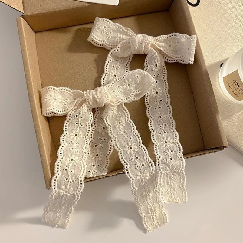 Embroidery Hair Bows Lace Big Bows Hairclip Women Elegant Spring Clip Spring Summer Hair Accessories Women Barrettes
