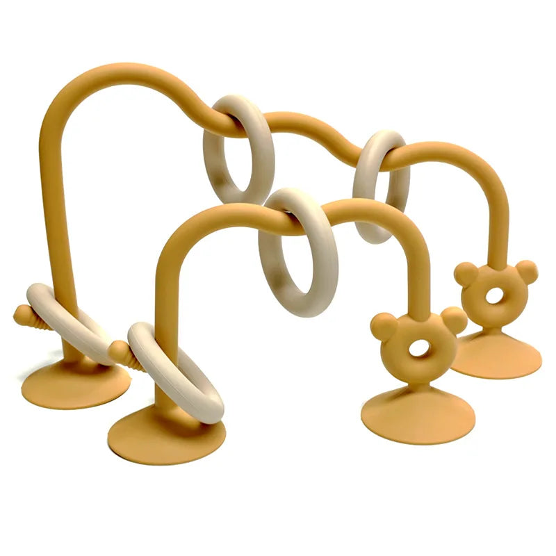 Baby puzzle winding beads toys silicone grinding visual toys for children can gnaw early education winding beads sucker toys