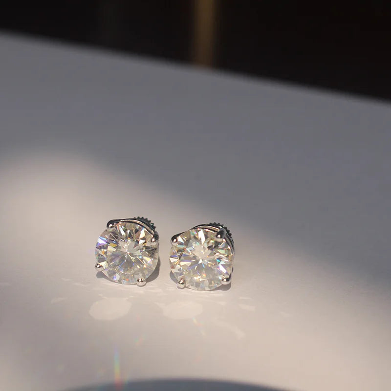 Premium 0.5-2ct Moissanite Diamond Stud Earrings for Women Orginal 925 Sterling Silver Screw Back Women Moissanite Earring 2025
