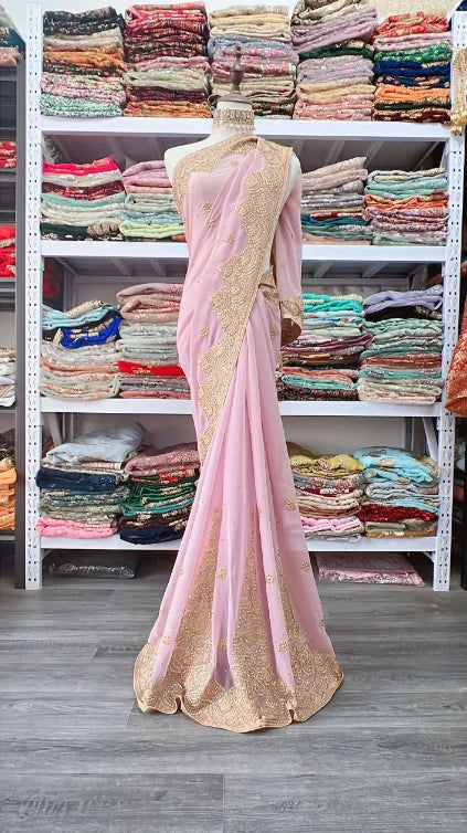 India Imports Nail Bead Sari Clothing Nepal 6-meter Large Sari