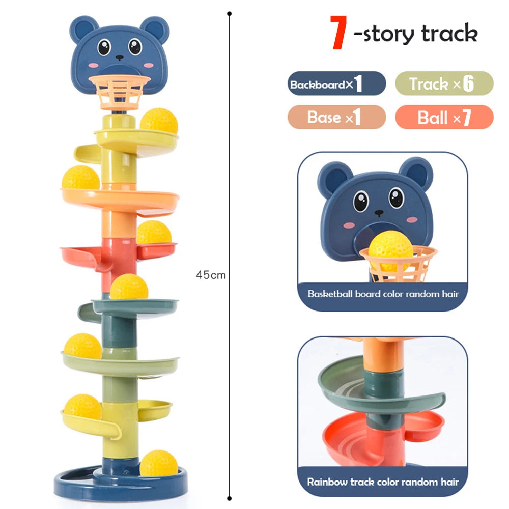 Baby Toys Rolling Ball Pile Tower Early Educational Toy For Babies Rotating Track Educational Baby Gift Stacking Toy For Kids