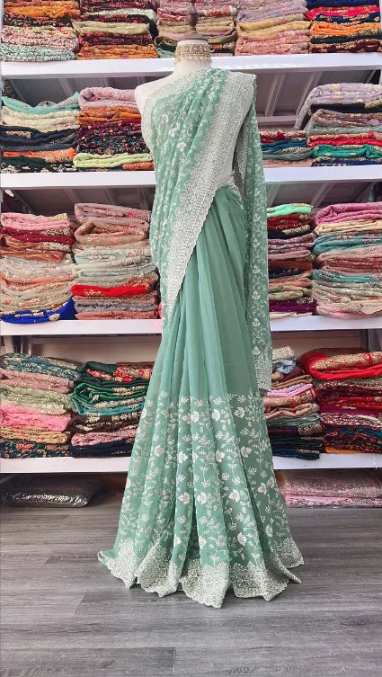 India Imports Nail Bead Sari Clothing Nepal 6-meter Large Sari