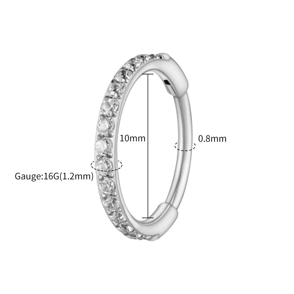 Right Grand ASTM F136 Titanium Slim Huggie Hoop Earring 16G CZ Cartilage Helix Earlobe Hinged Earring Piercing Body Jewelry