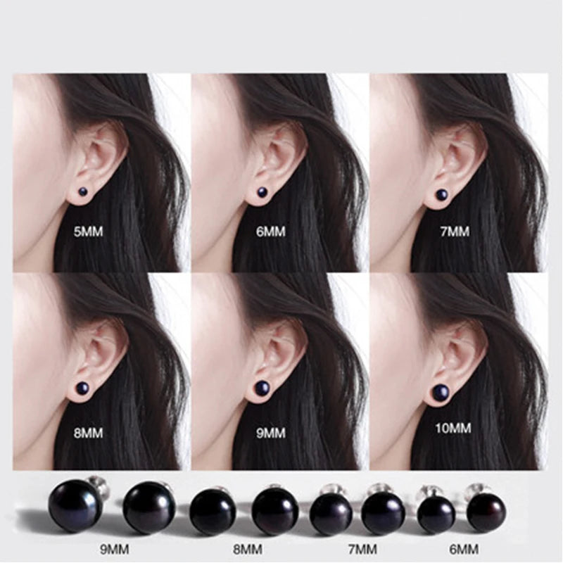 100% Natural Freshwater Pearl Stud Earrings Real 925 Sterling Sliver Earring Cultured White Pearl For Women Earring Jewelry