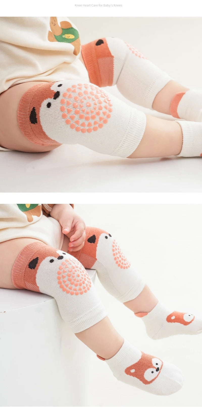 Baby Knee Pad And Floor Socks Set Non-slip Crawling Cushion Infants Toddlers Socks Protector Safety Kneepad 2-piece Set Girl Boy