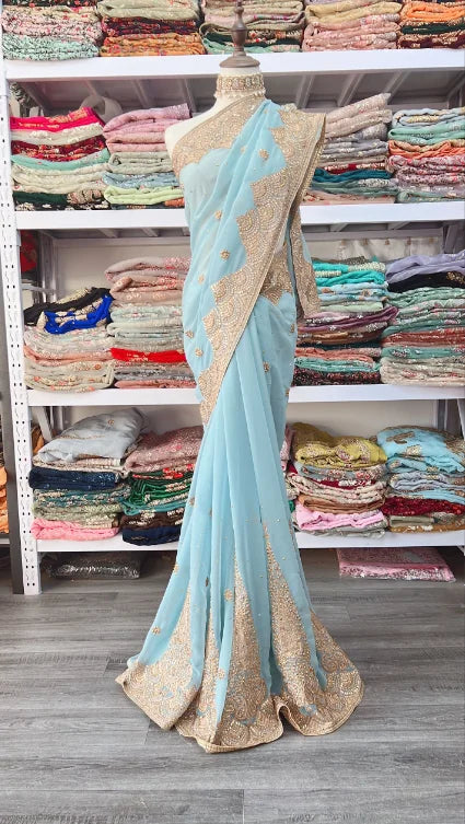 India Imports Nail Bead Sari Clothing Nepal 6-meter Large Sari