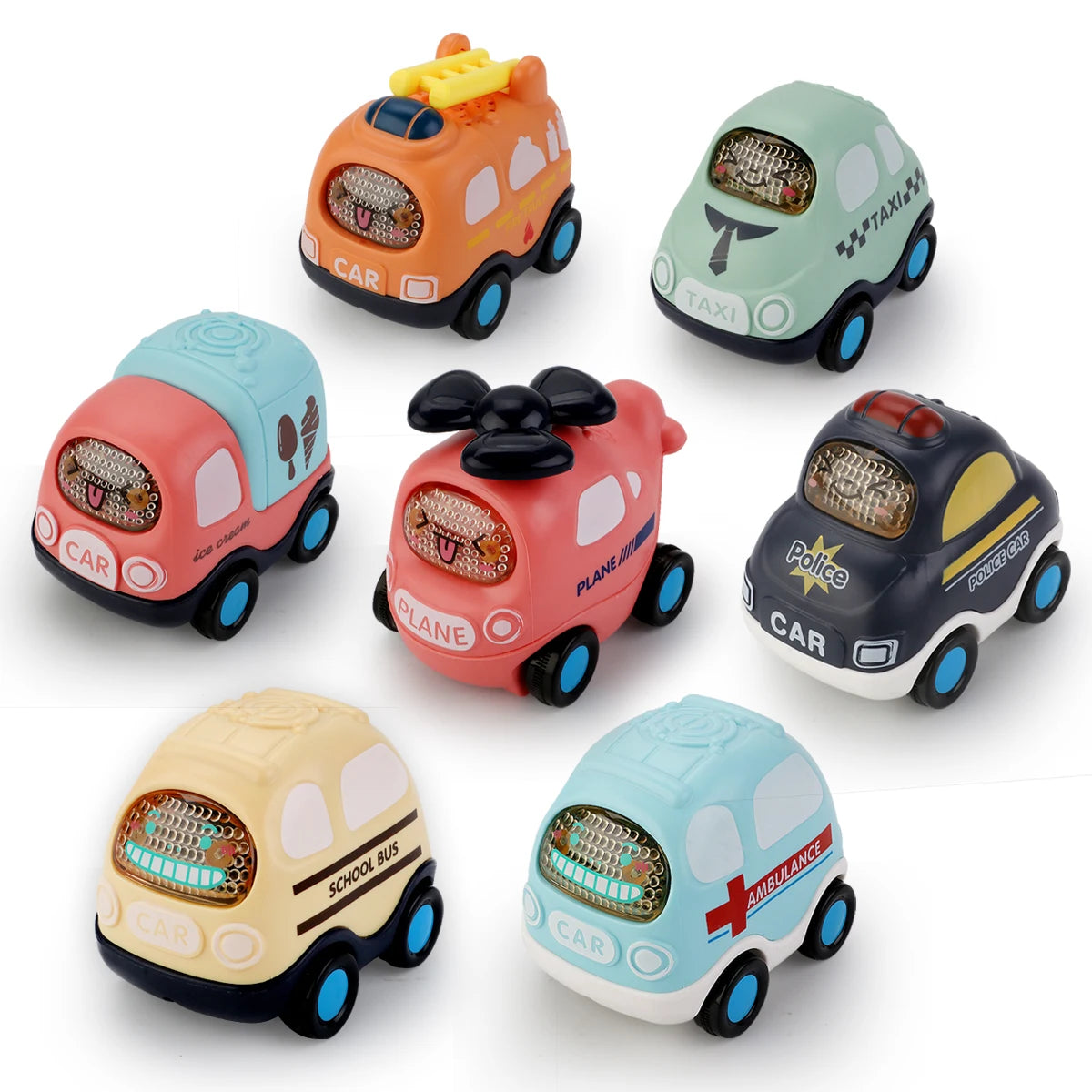 Children's Cartoon Press Gear Car Toy Lnertia Pull-back Transparent Car Baby Puzzle sliding Toy child Boy Girl 1-3 Year old Gift