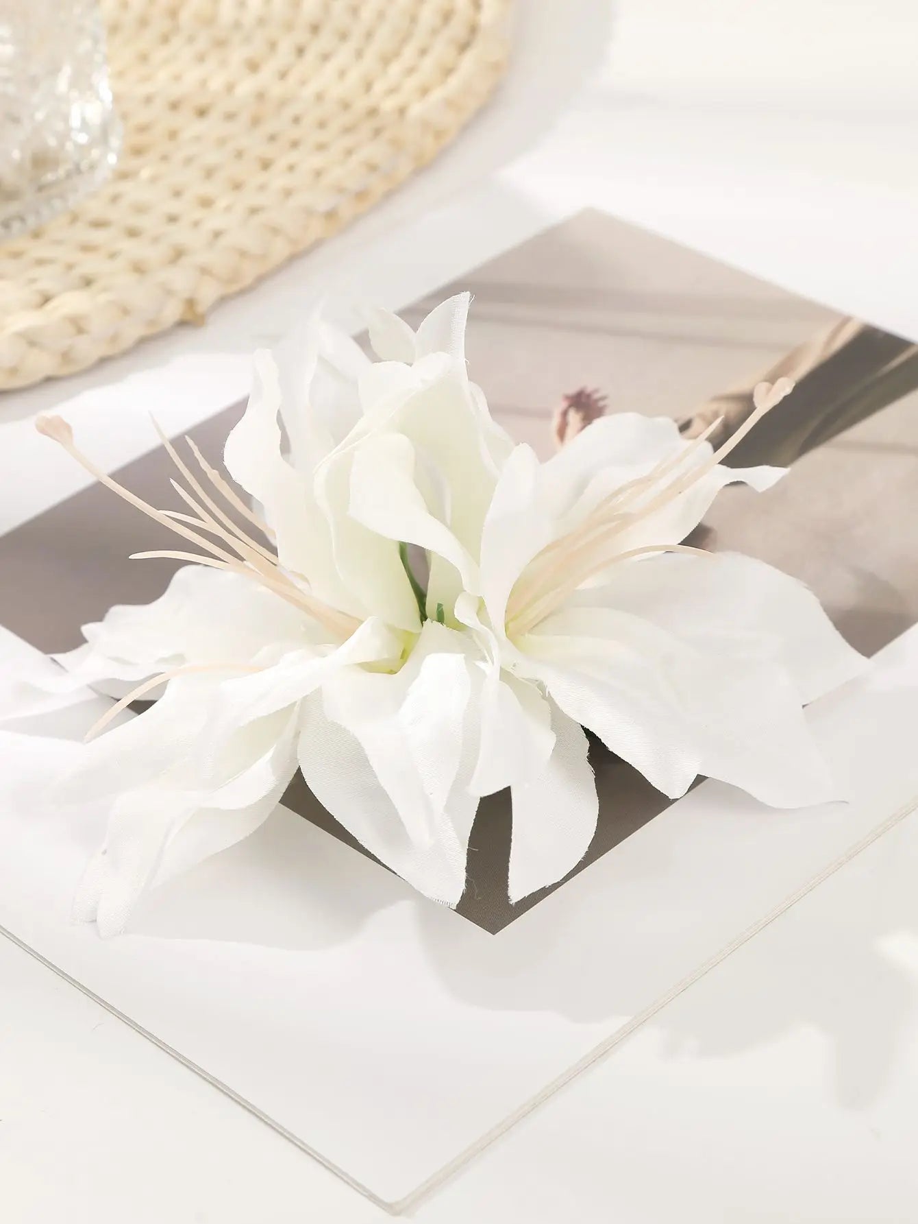 AWAYTR Elegant Bohemian Flower Small Hair Clips Faux Flower Side Pins Hairpin Vacation Beach Hair Accessories for Women