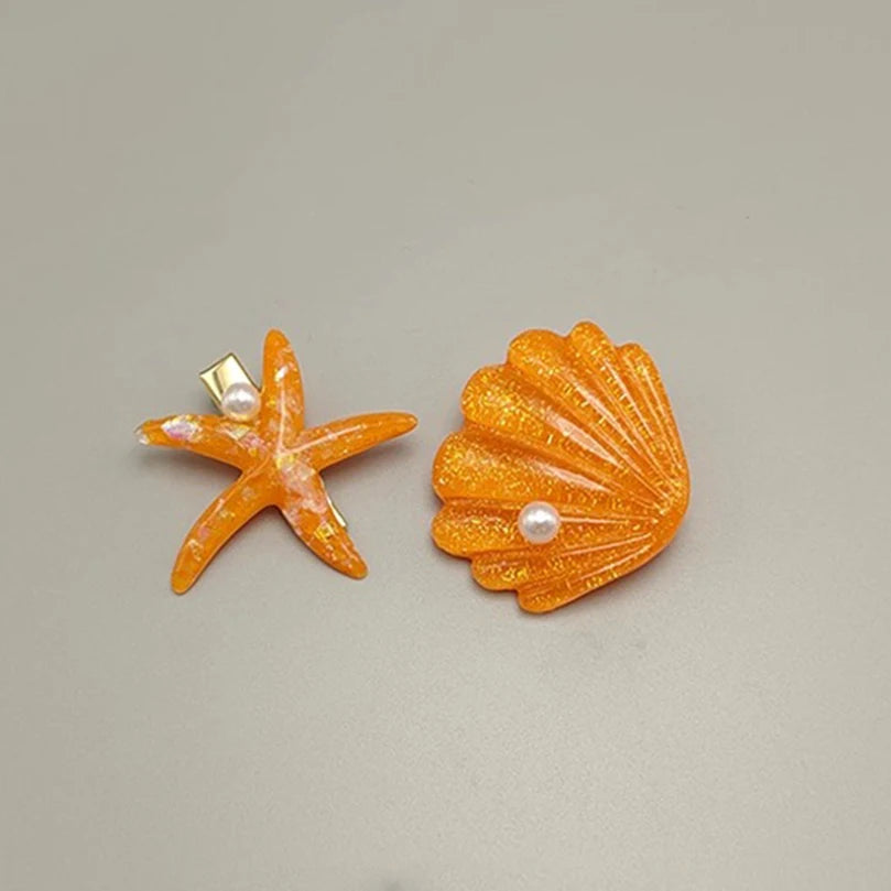 AWAYTR 2PCS Elegant Starfish Star Shell Hair Clips For Ladies Hairpins Summer Beach Holiday Party Barrettes Hair Accessories