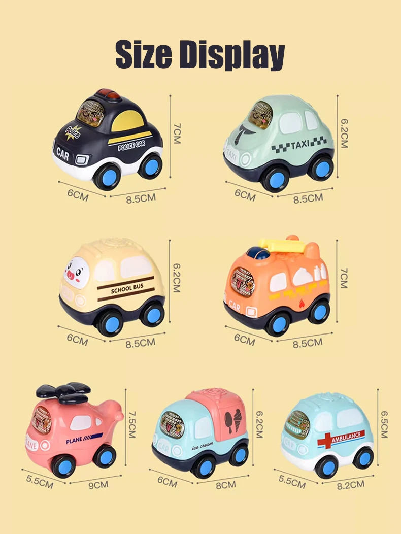 Children's Cartoon Press Gear Car Toy Lnertia Pull-back Transparent Car Baby Puzzle sliding Toy child Boy Girl 1-3 Year old Gift