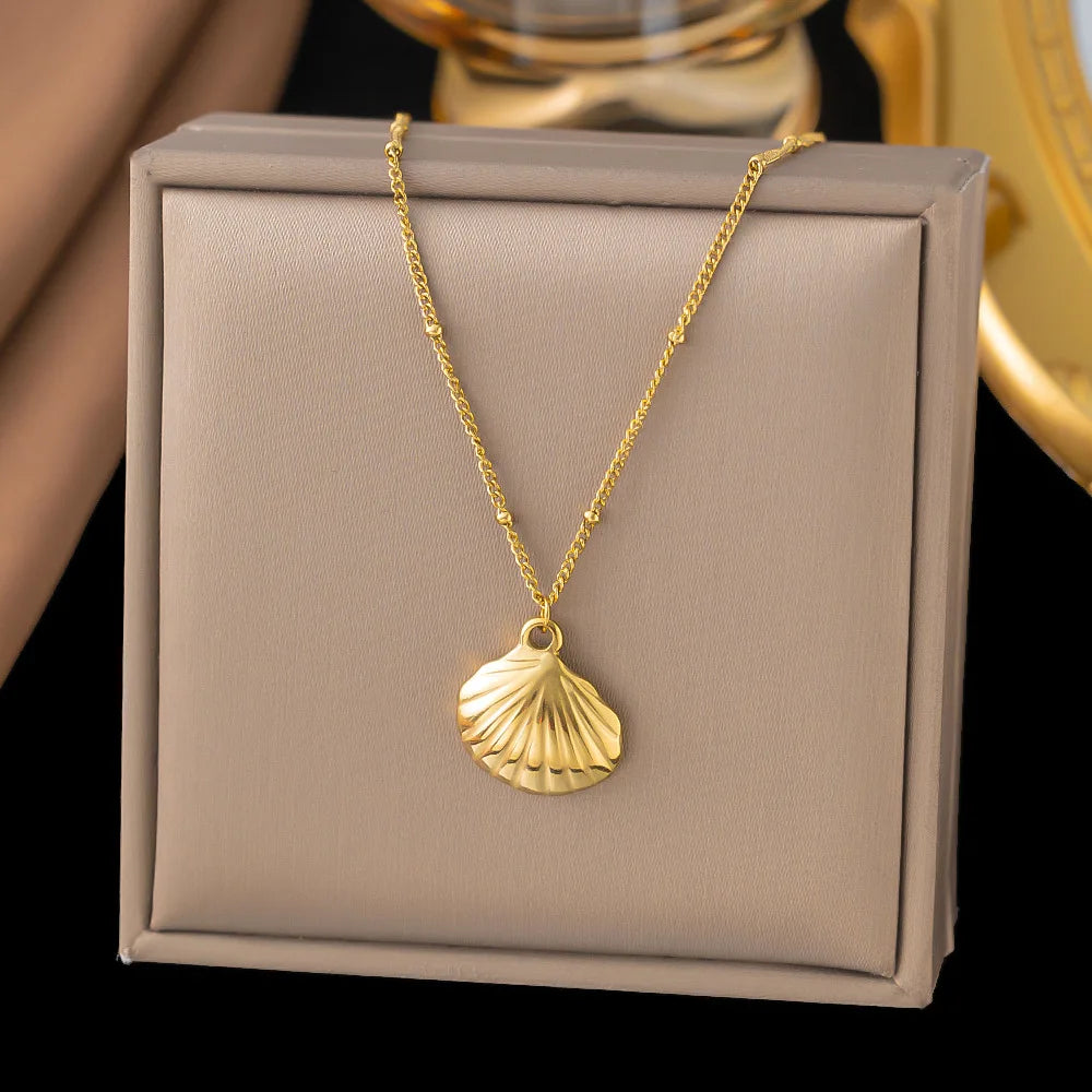 2025 Summer Gold Color Stainless Steel Shell Starfish Crab Drop Earrings For Women Beach Ocean Hoop Drop Stud