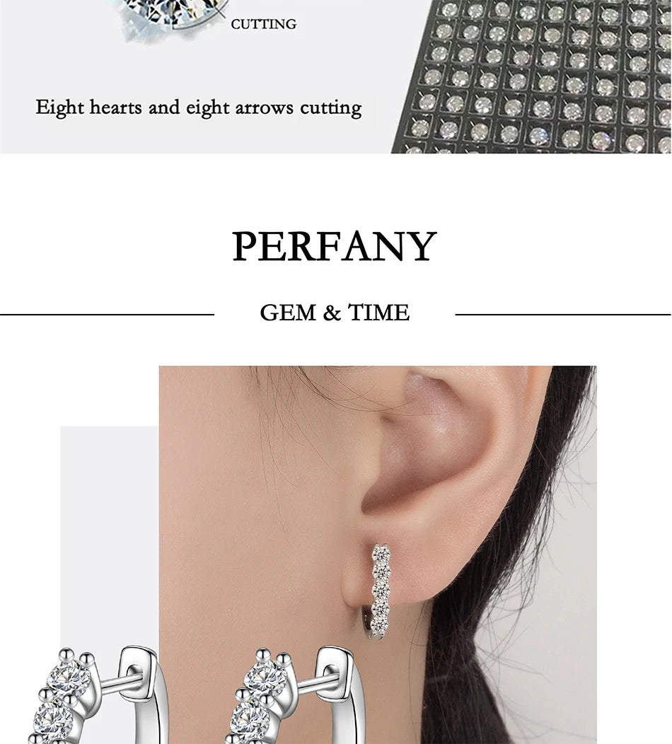 PERMANY 1CT Full Moissanite Earrings for Women S925 Pure Silver Laboratory Certified Cultivation Diamond Luxury Party Jewelry