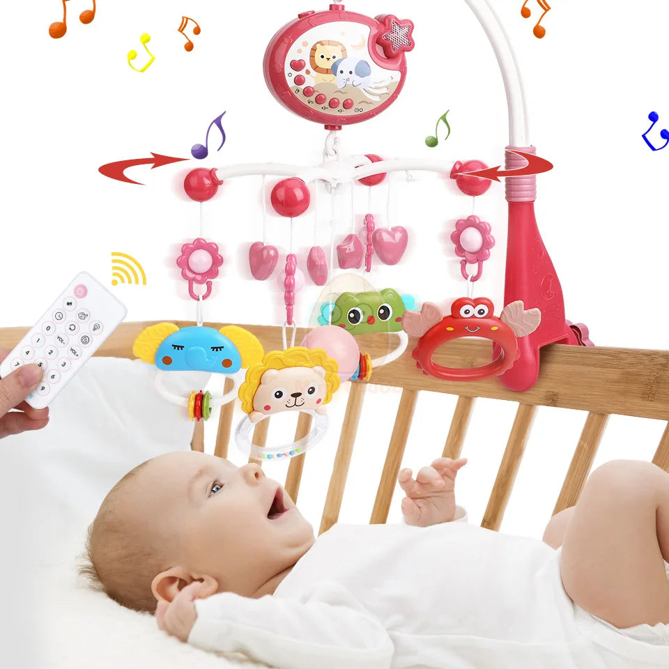 Baby Crib Mobile Rattle Toy For 0-12 Months Infant  Rotating Musical Projector Night Light Bed Bell Educational For Newborn Gift