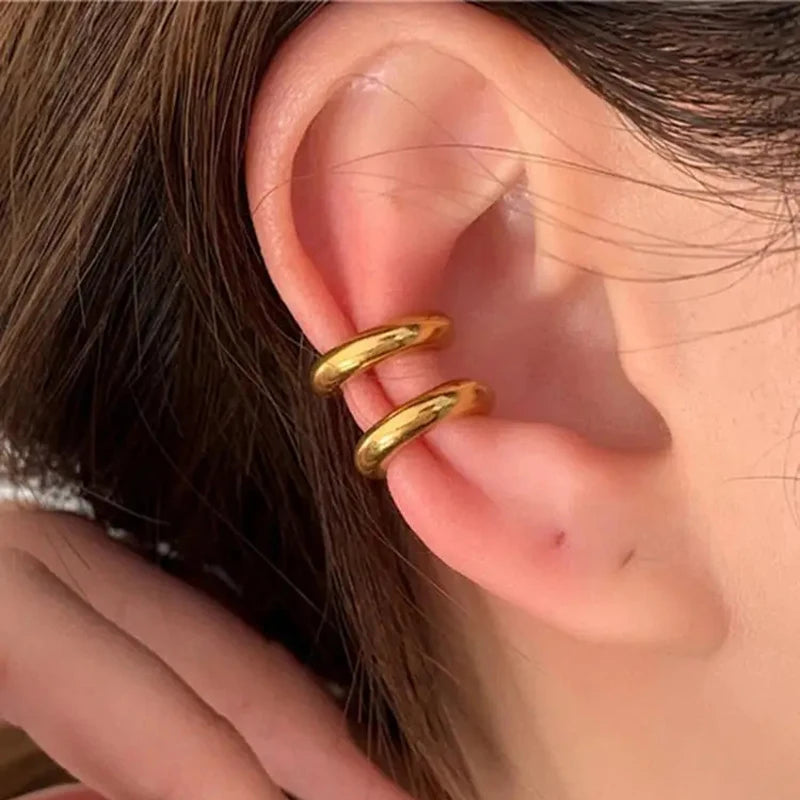 Minimalist Metal Simple C Shape Clip On Earrings for Women Men Without Piercing Geometric Ear Cuff Earclips Jewelry Gifts 2024