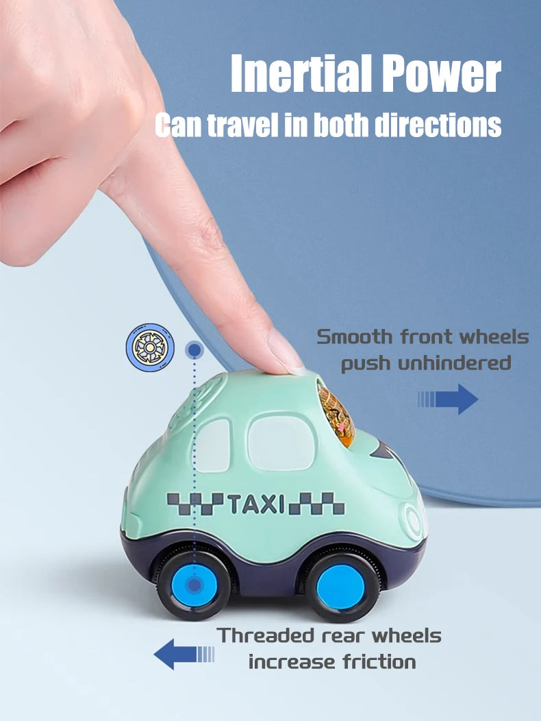 Children's Cartoon Press Gear Car Toy Lnertia Pull-back Transparent Car Baby Puzzle sliding Toy child Boy Girl 1-3 Year old Gift