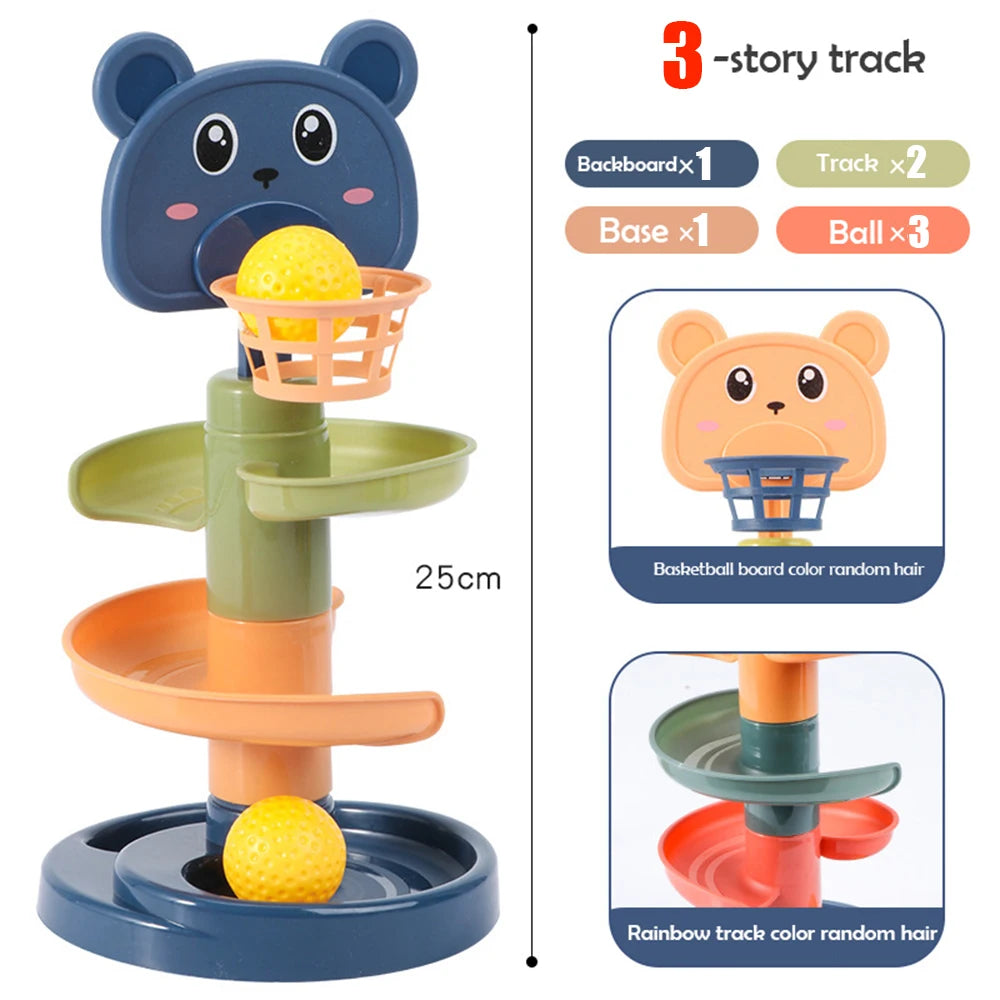 Baby Toys Rolling Ball Pile Tower Early Educational Toy For Babies Rotating Track Educational Baby Gift Stacking Toy For Kids