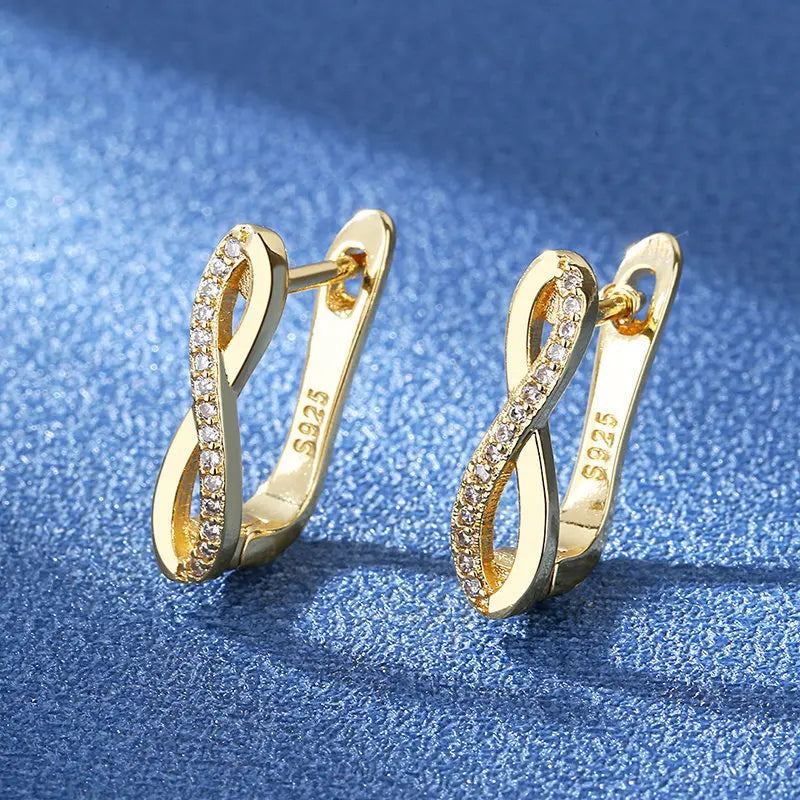 Hot Sale 925 Silver Women Hoop Earrings Luxury Sparkling Pave CZ U Shape Star Moon Fashion Earring For Girl