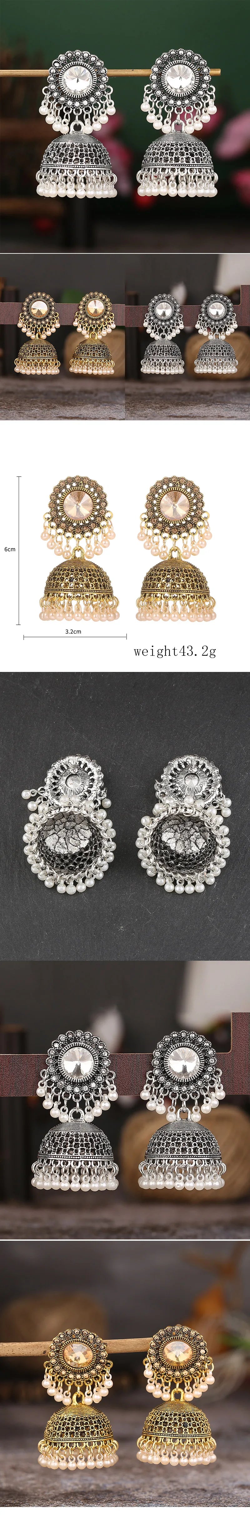 Vintage Fashion Vintage Ethnic Earrings For Women Bijoux Simulated Pearl Beads Tassel Stud Earrings Jewellery Women Accessories